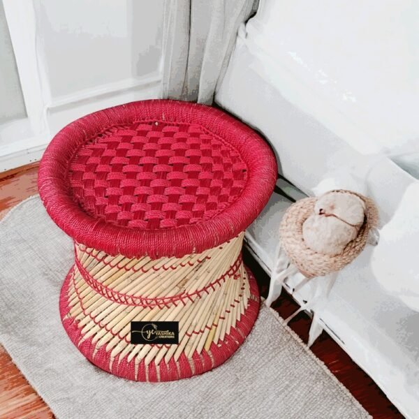 Red bamboo stool